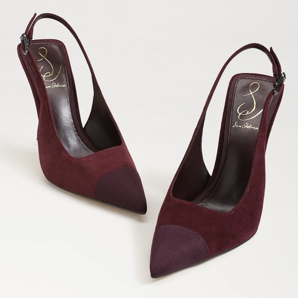 Sam Edelman ODETTE CAP TOE SLINGBACK PUMP in Parisian Plum Suede | LIKE NEW - Picture 7 of 12